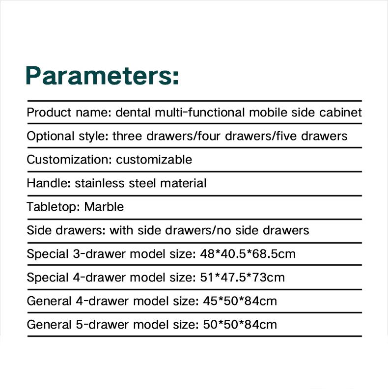 Mobile portable dental instrument dental furniture stainless steel cabinet with drawers 7