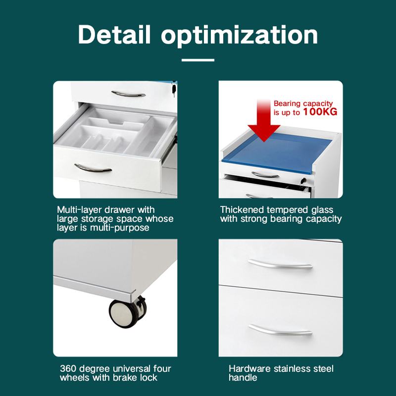 Mobile portable dental instrument dental furniture stainless steel cabinet with drawers 5