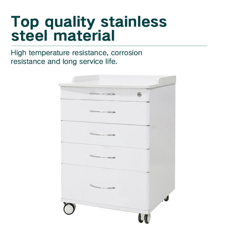 Mobile portable dental instrument dental furniture stainless steel cabinet with drawers 6