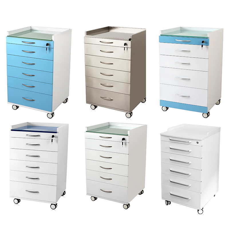 Mobile portable dental instrument dental furniture stainless steel cabinet with drawers 2