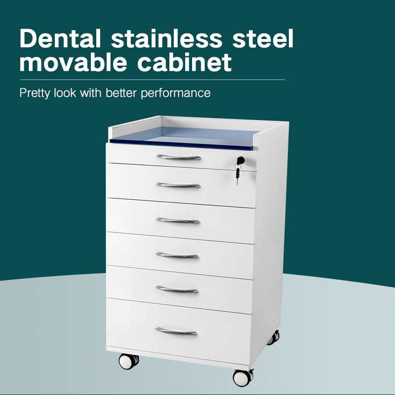 Mobile portable dental instrument dental furniture stainless steel cabinet with drawers 3