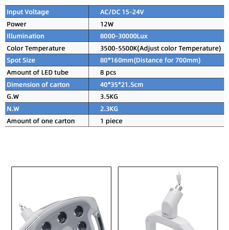 TKDL-029 Aluminum Handle 8 Bulbs LED Dental Light China Manfacturer 10