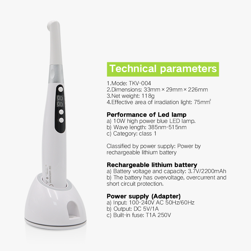 Rechargeable Wireless Dental Curing Lamp Light LED Cure Composite Unit 7