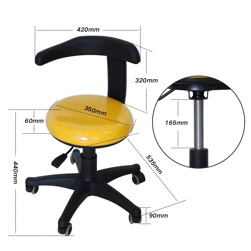 Dental Rolling Stool Adjustable Dentist Assistant Stool Chair with Removable Backrest for Dental Used 8