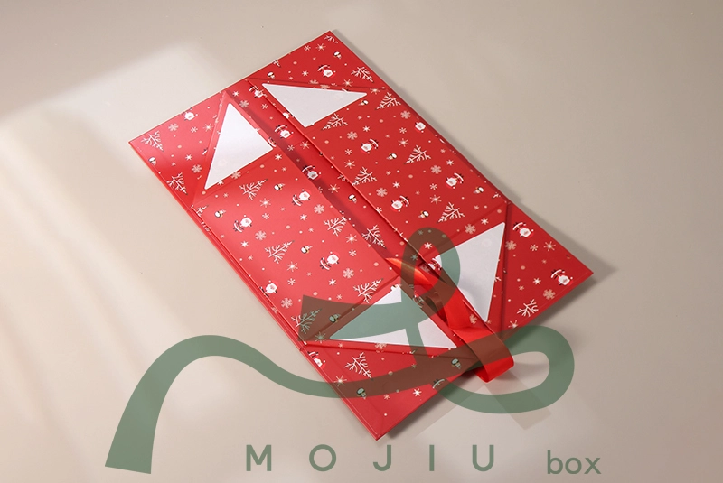 Christmas Gift Packaging Box Integrated Folding Bow Magnetic Paper Box Customizable 1