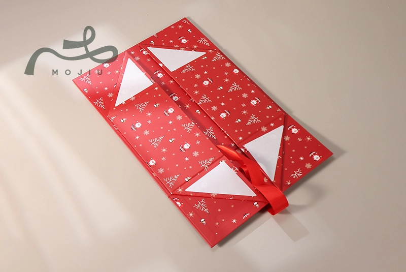 Christmas Gift Packaging Box Integrated Folding Bow Magnetic Paper Box Customizable 1