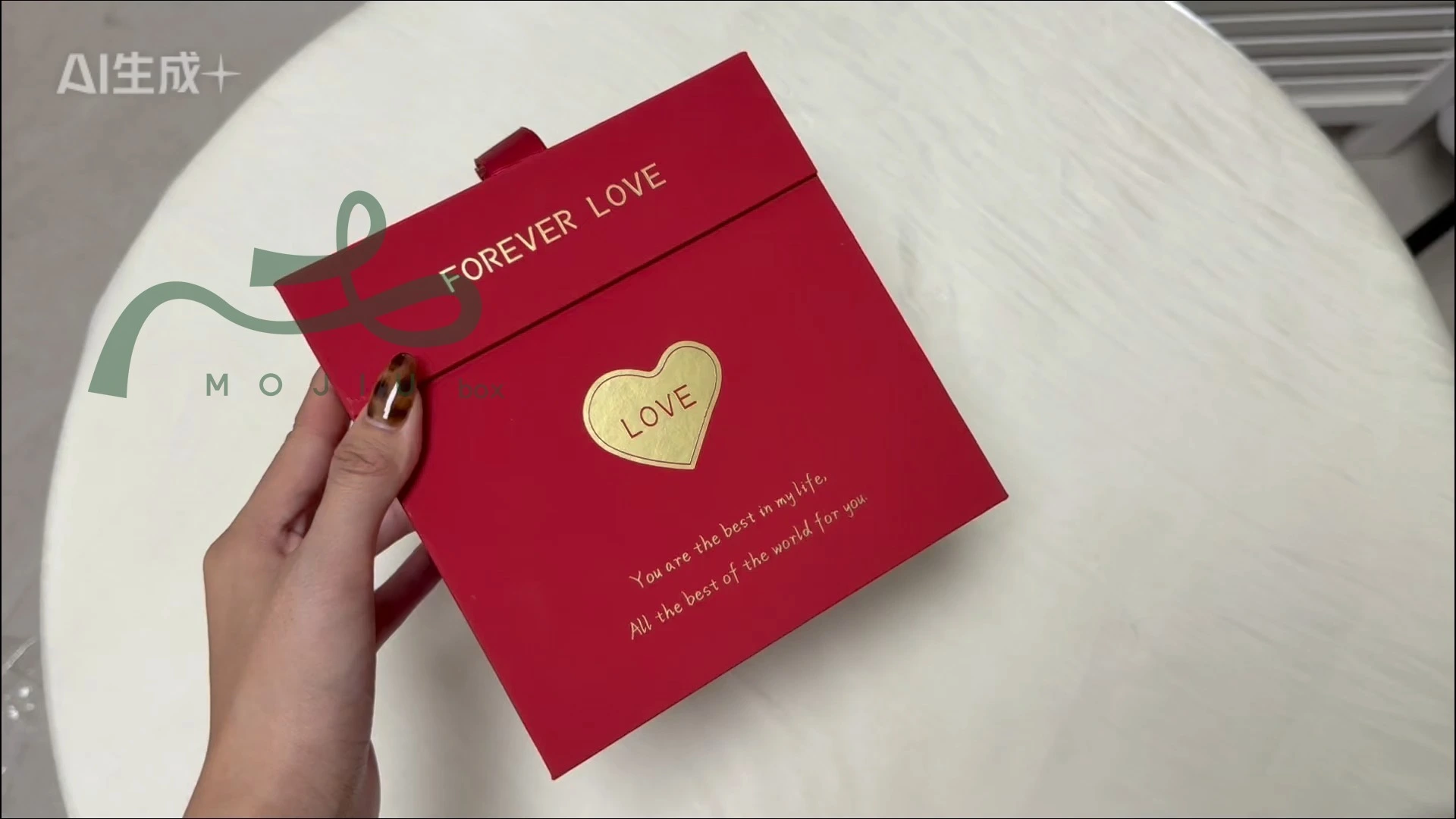 Mojiu Packaging Jewelry Box: Red and White Double Color Customized Eternal Love Jewelry Box 1