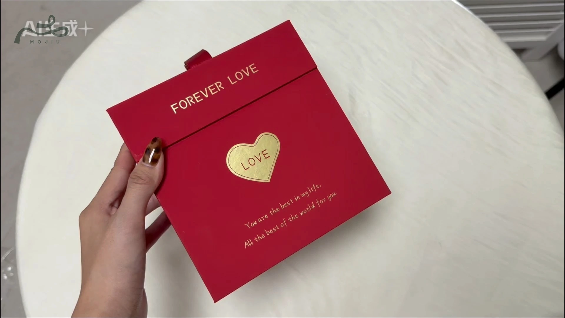 Mojiu Packaging Jewelry Box: Red and White Double Color Customized Eternal Love Jewelry Box 1