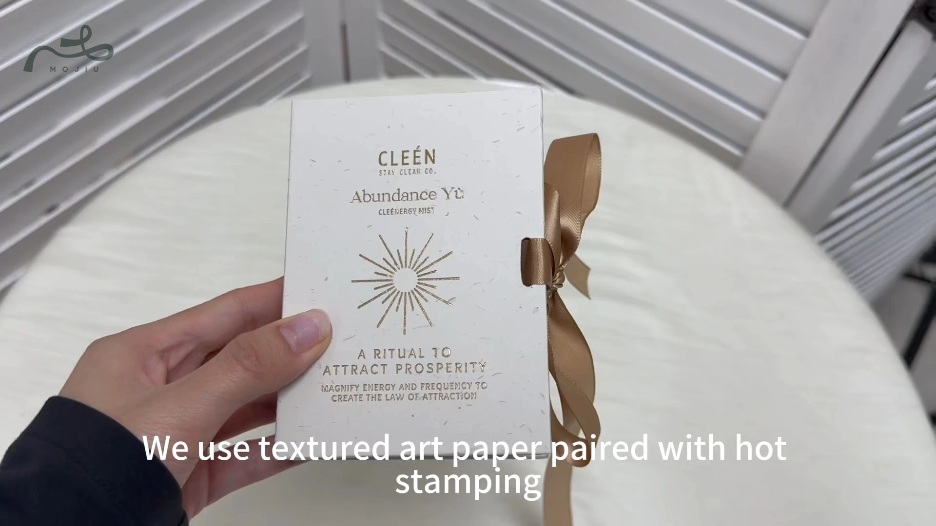 Fragrance Box: Gold-Stamped Texture, Ribbon Unboxing Ritual, Light Luxury, Brand Storytelling Mojiu Packaging 1