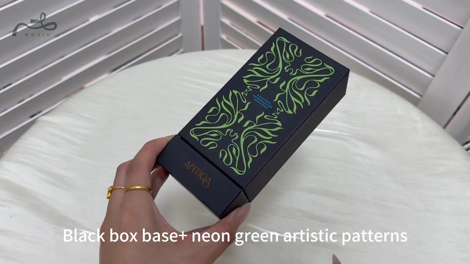Custom Tableware Gift Boxes - Luxury Black Cardboard, Neon Green Pattern, Secure Inner Groove, Branding Logo, E-commerce Packaging Mojiu Packaging 1
