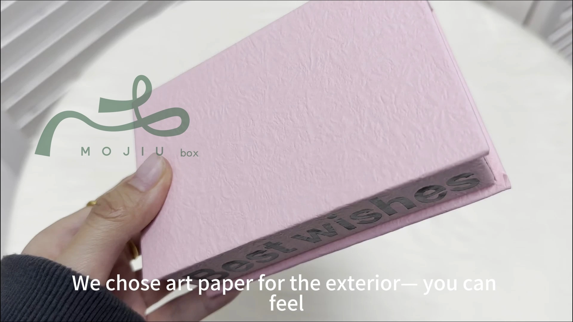 Soft Pink Art Paper Flip Box Texture Black Foil Logo Gift Ritual Favor Jewelry Packaging Mojiu Packaging 1