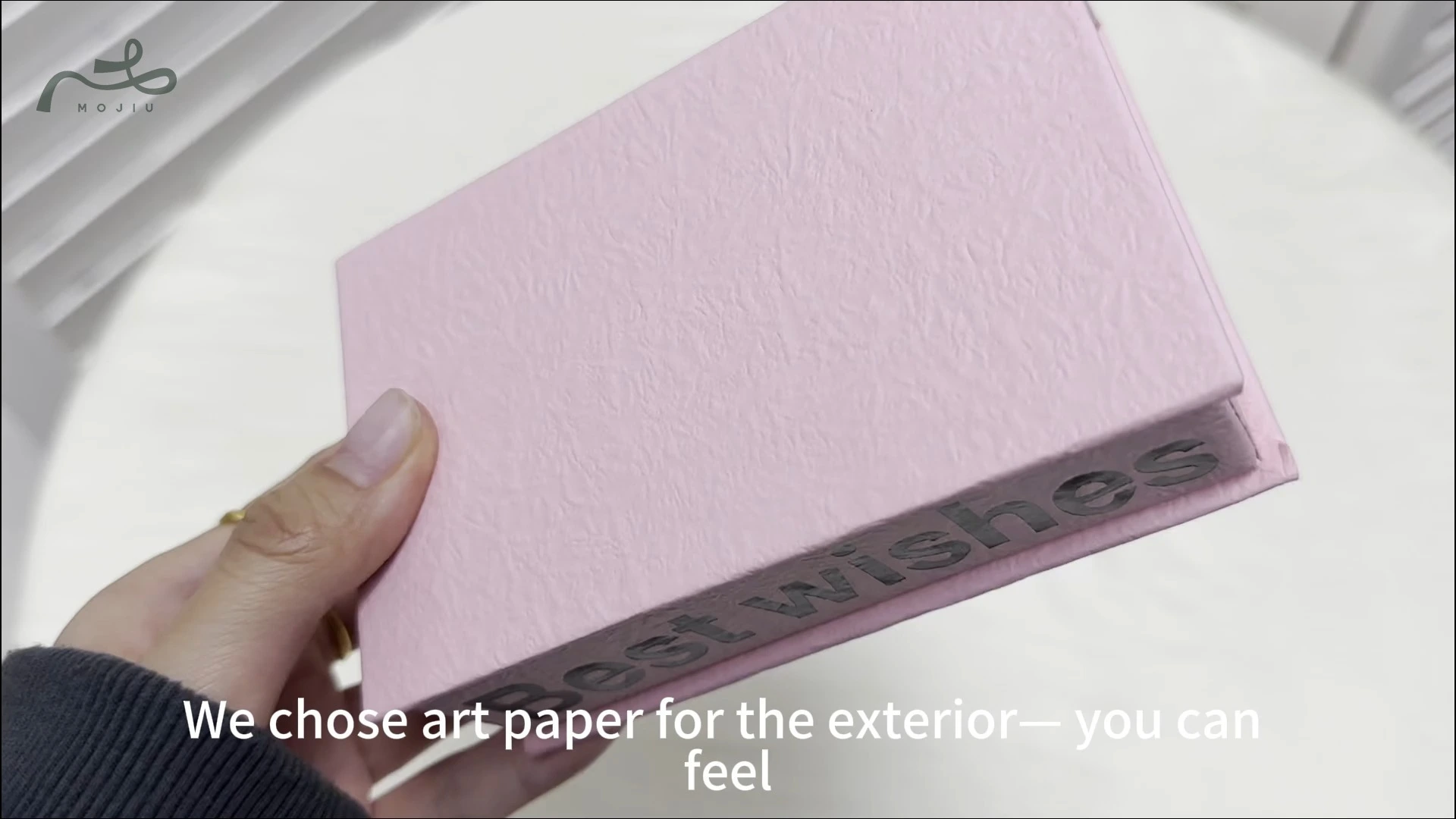 Soft Pink Art Paper Flip Box Texture Black Foil Logo Gift Ritual Favor Jewelry Packaging Mojiu Packaging 1