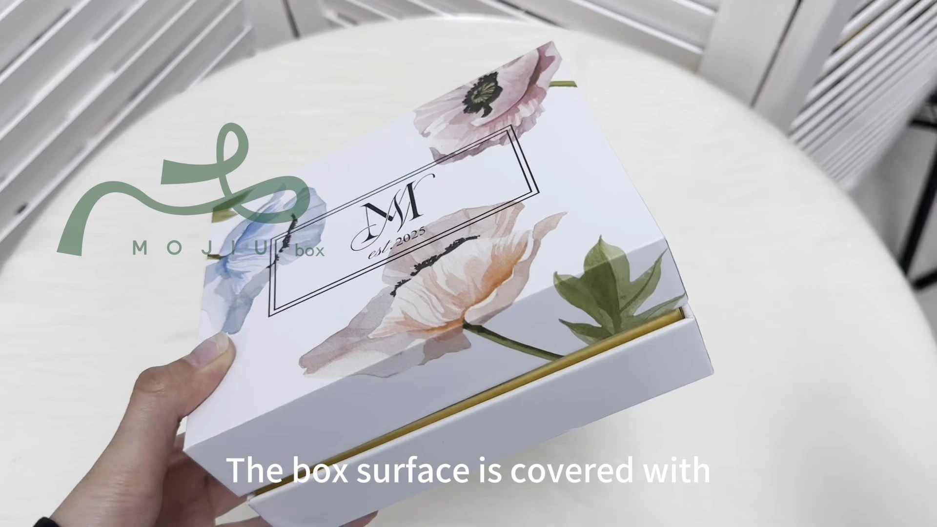 Elegante scatola regalo floreale ad acquerello per bomboniere, confezione personalizzata di alta qualità, imballaggio Mojiu 1