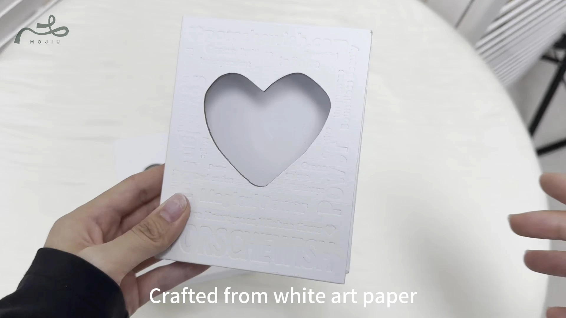 White Art Paper Jewelry Box: Debossed, Heart Window, Elegant, Protective, Accessory Display & Storage Case Mojiu Packaging 1