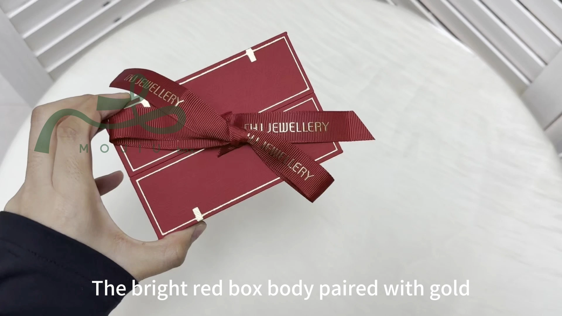Joyero rojo y dorado, embalaje festivo con sello dorado, bolsa de regalo para guardar joyas, Mojiu Packaging 1