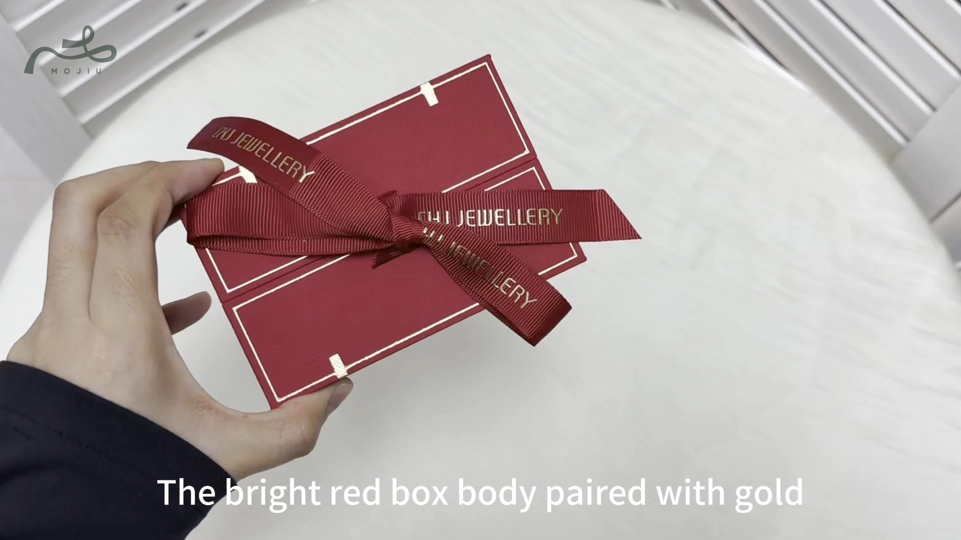Red-Gold Jewelry Box, Gold-Stamped Festive Packaging, Jewelry Storage Gift Bag Set Mojiu Packaging 1