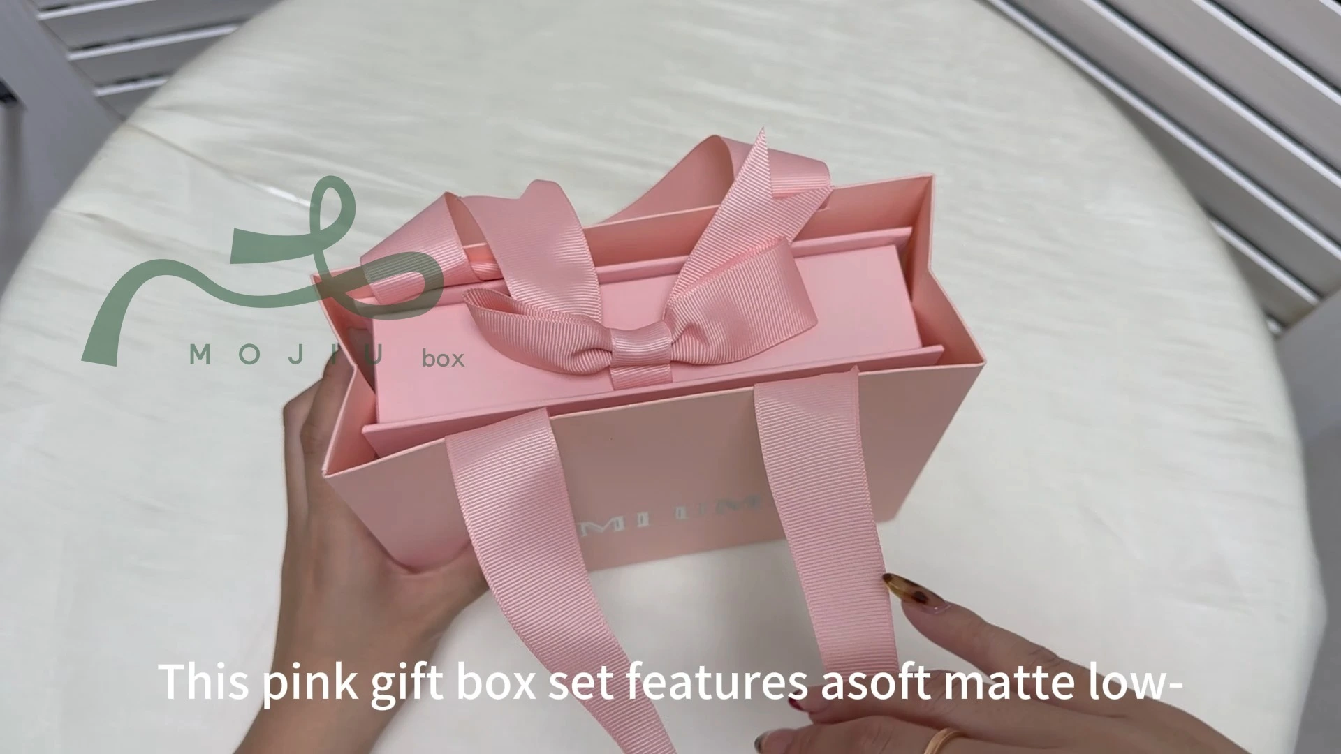 Low-Saturation Pink Gift Box Set with Satin Ribbon Bows for Jewelry, Aromatherapy & Gift Packaging Mojiu Packaging 1