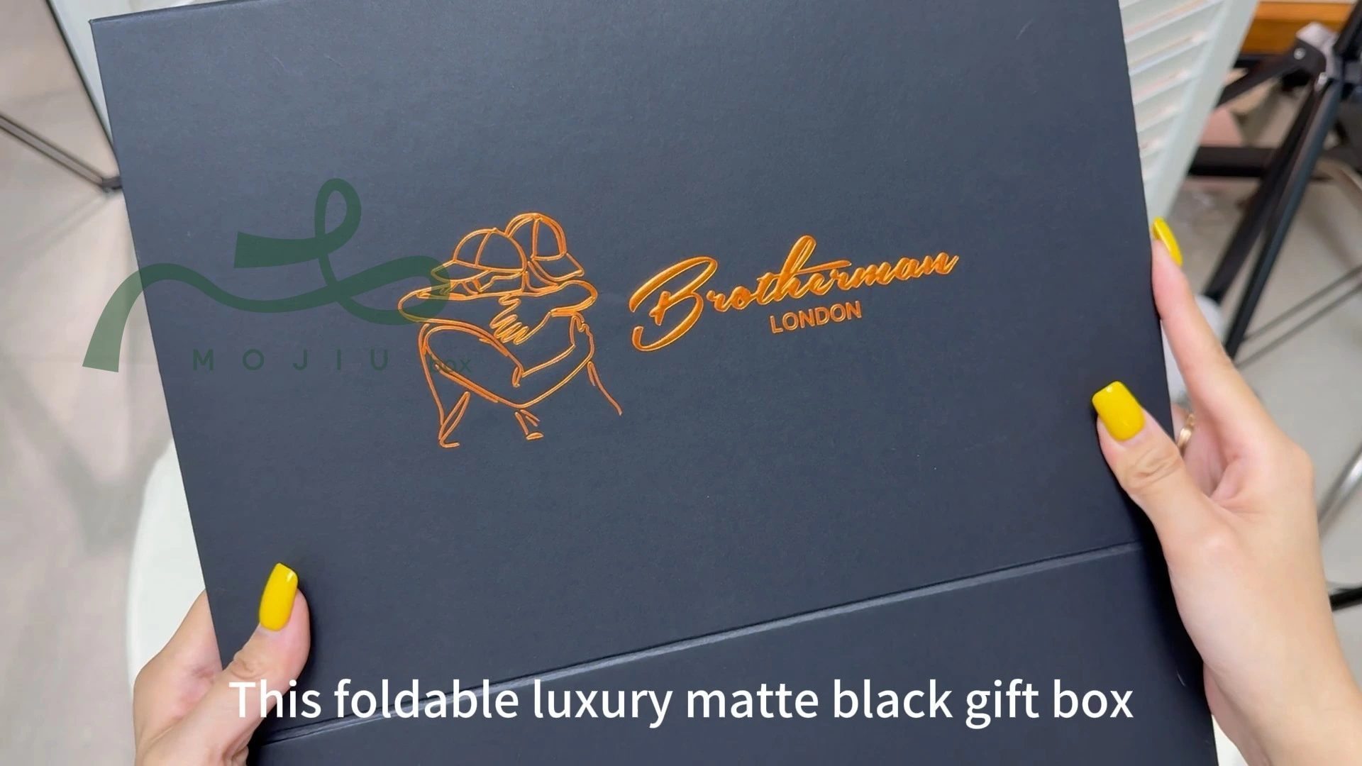 Foldable Luxury Matte Black Gift Box Gilded Stamping Storage & Shipping-Friendly Mojiu Packaging 1