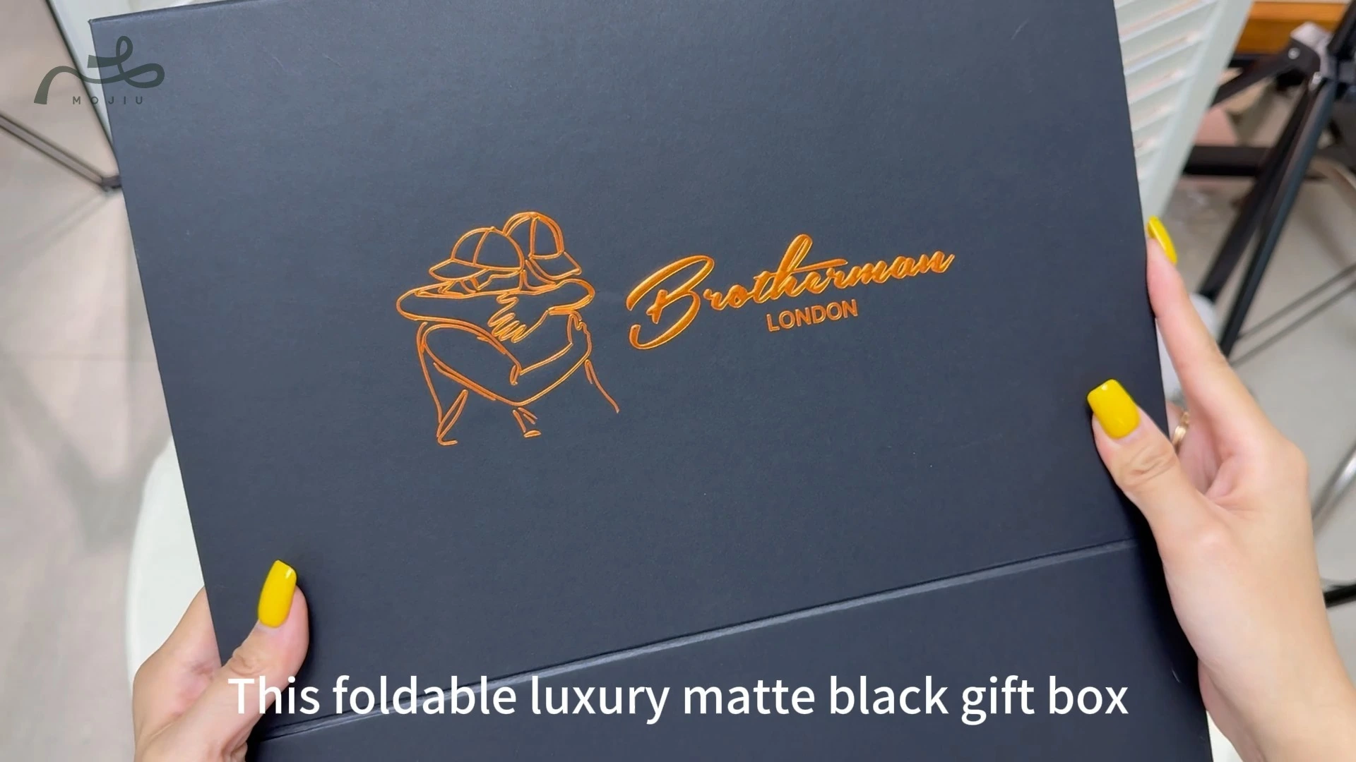 Foldable Luxury Matte Black Gift Box Gilded Stamping Storage & Shipping-Friendly Mojiu Packaging 1