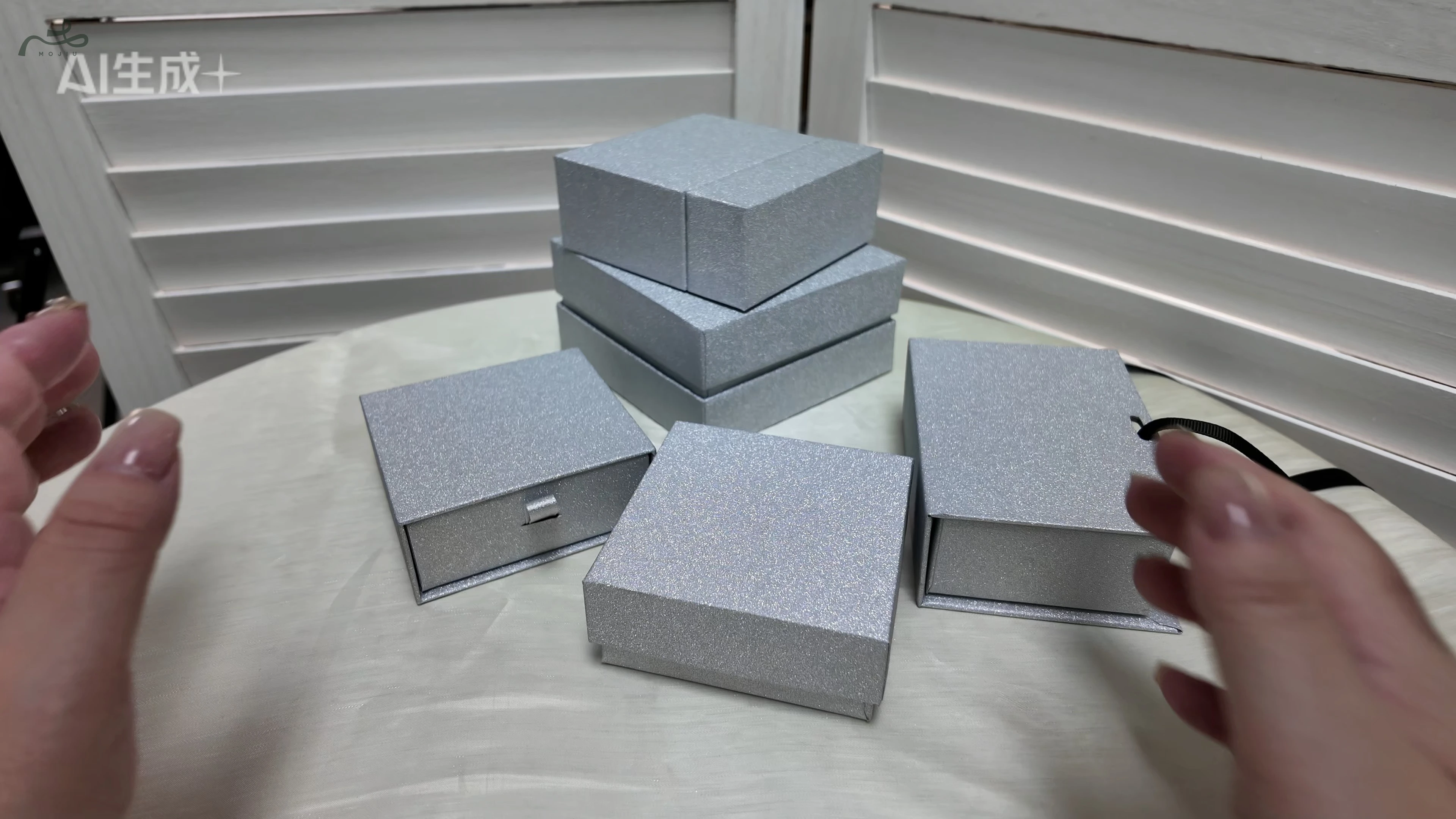 Shimmering Silver Gift Box Jewelry Box Premium Packaging Light Luxury Texture Accessory Gift Box Gift Bag Packaging Mojiu Packaging 1