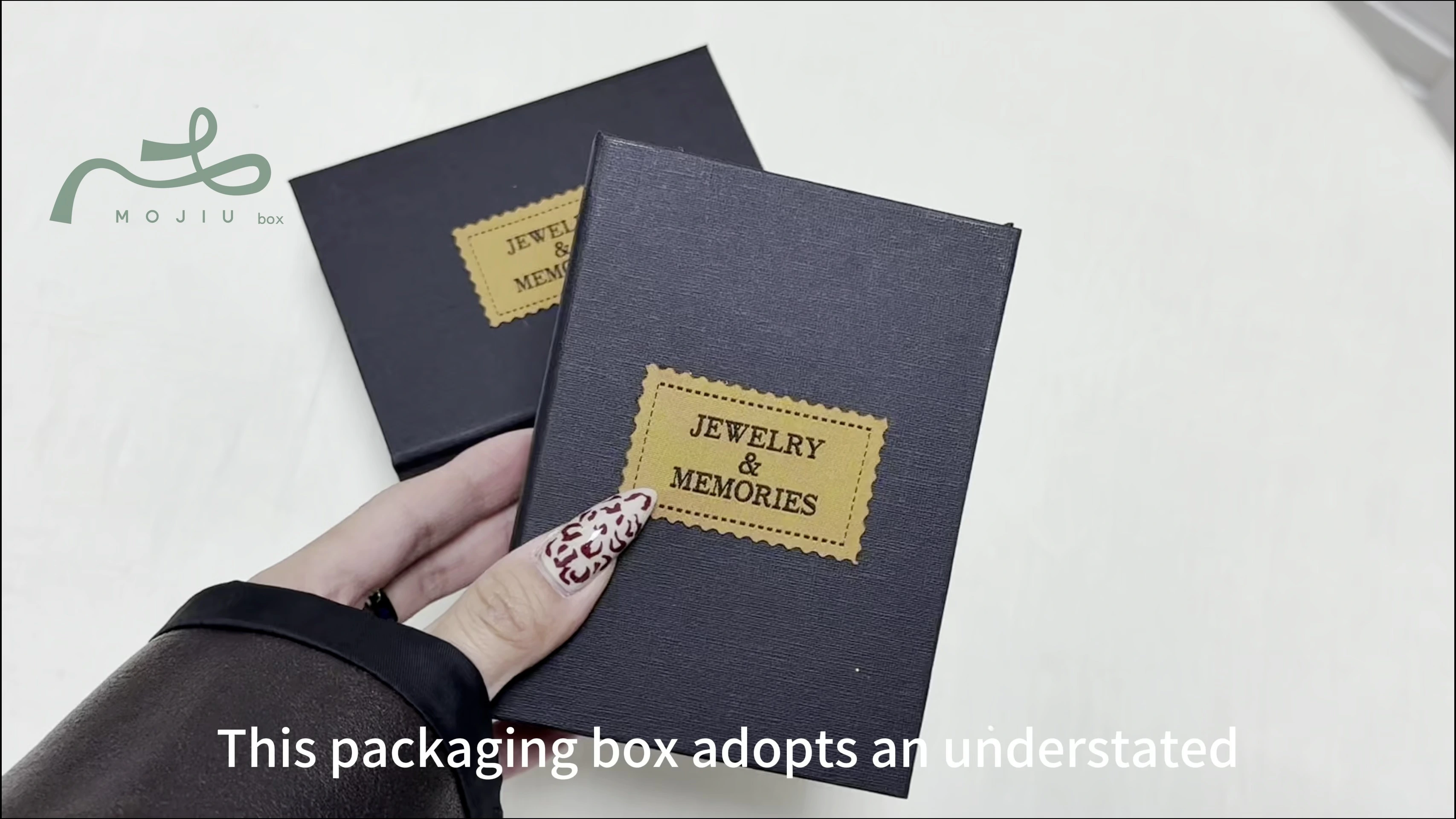 Black Jewelry Box, Minimalist & Light Luxury Ring and Necklace Storage Box, High-End Gift Packaging Box Mojiu Packaging 1