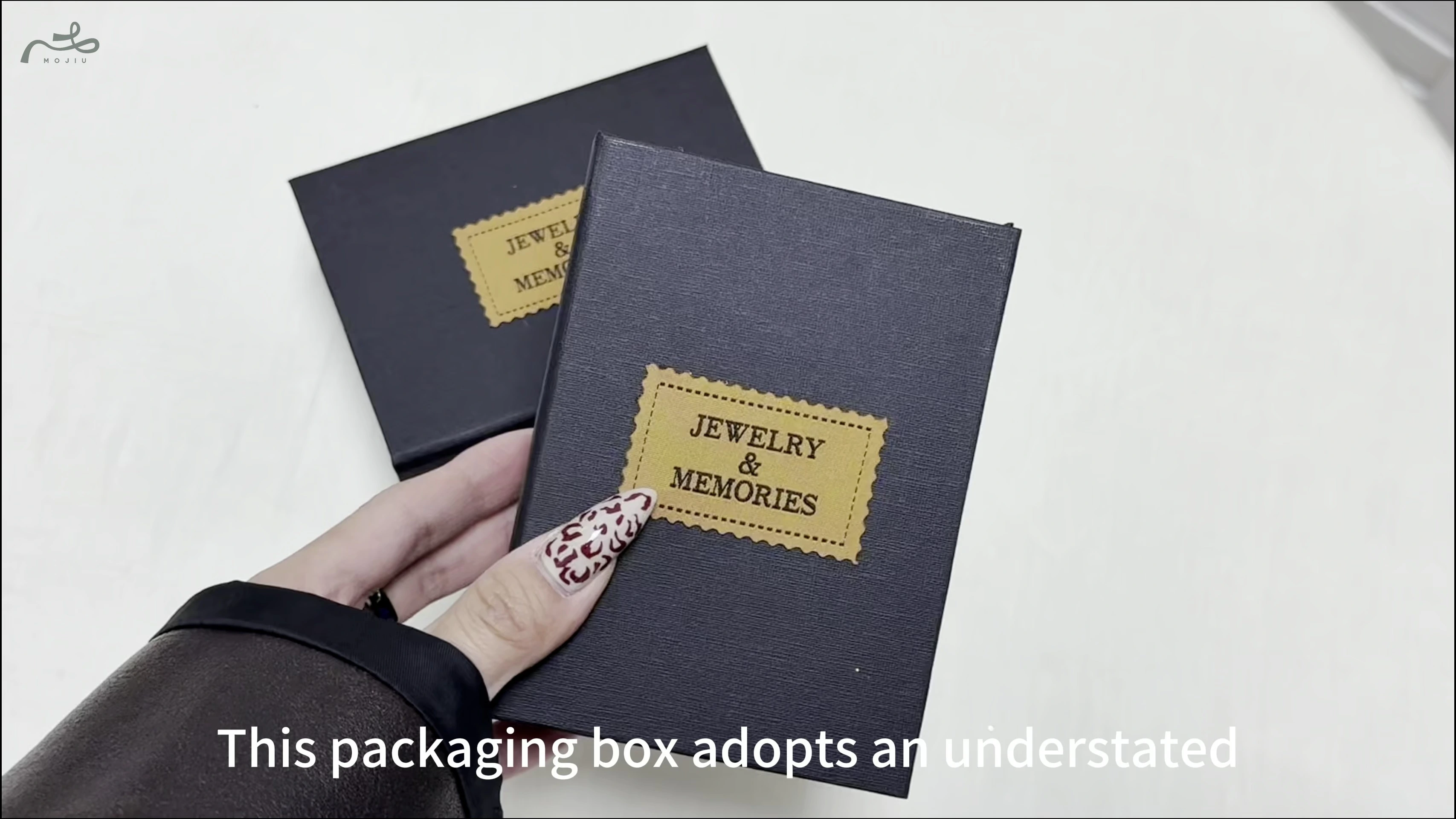 Black Jewelry Box, Minimalist & Light Luxury Ring and Necklace Storage Box, High-End Gift Packaging Box Mojiu Packaging 1