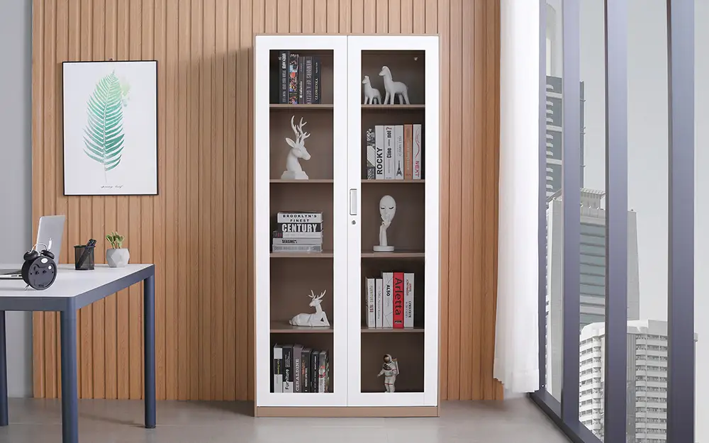 Double-door full glass multi-layer storage cabinet, minimalist style office and study room display and storage cabinet 1