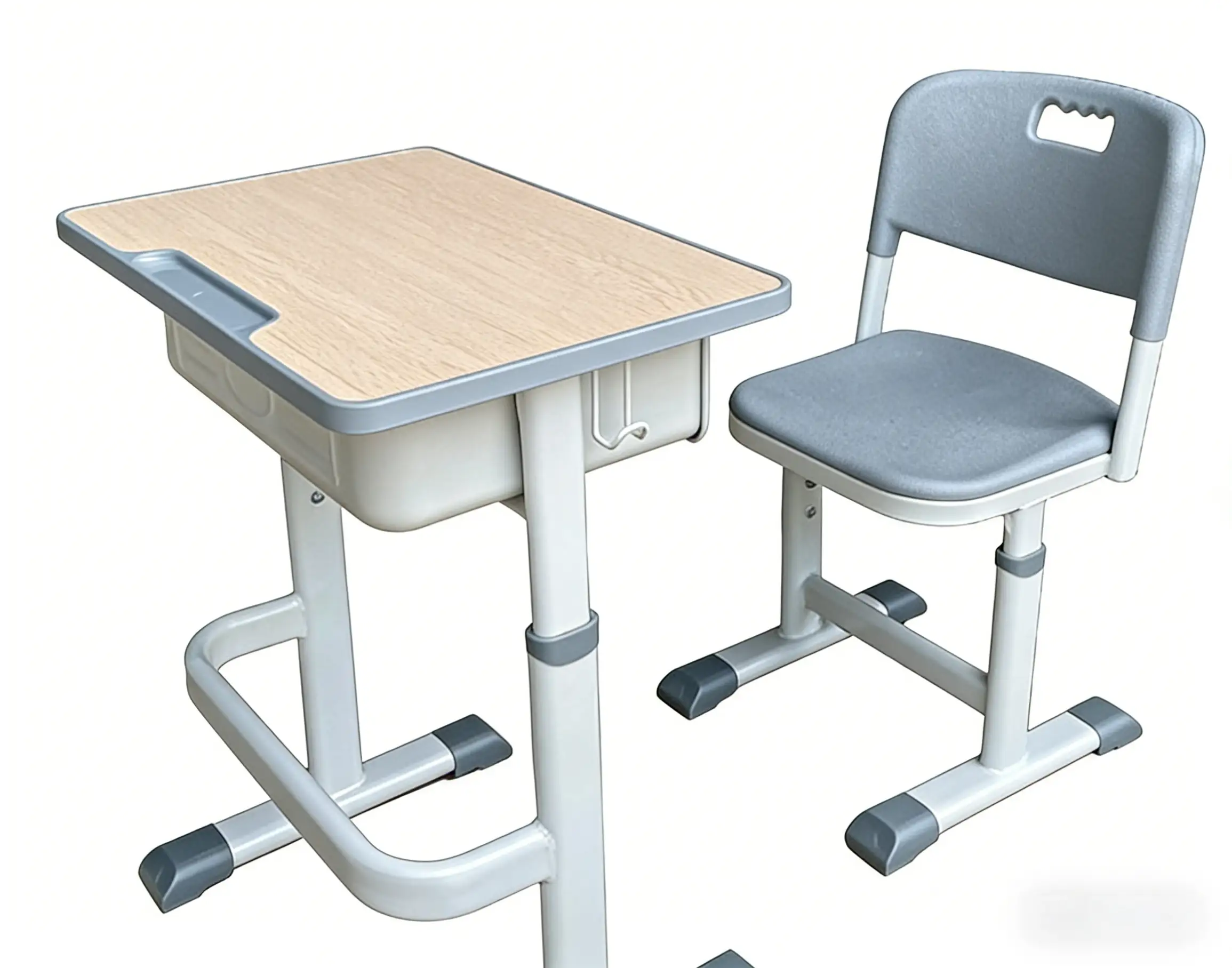 Wholesale School Desk And Chair Set, Adjustable Height Student Desk With Metal Frame For Classroom Furniture 1