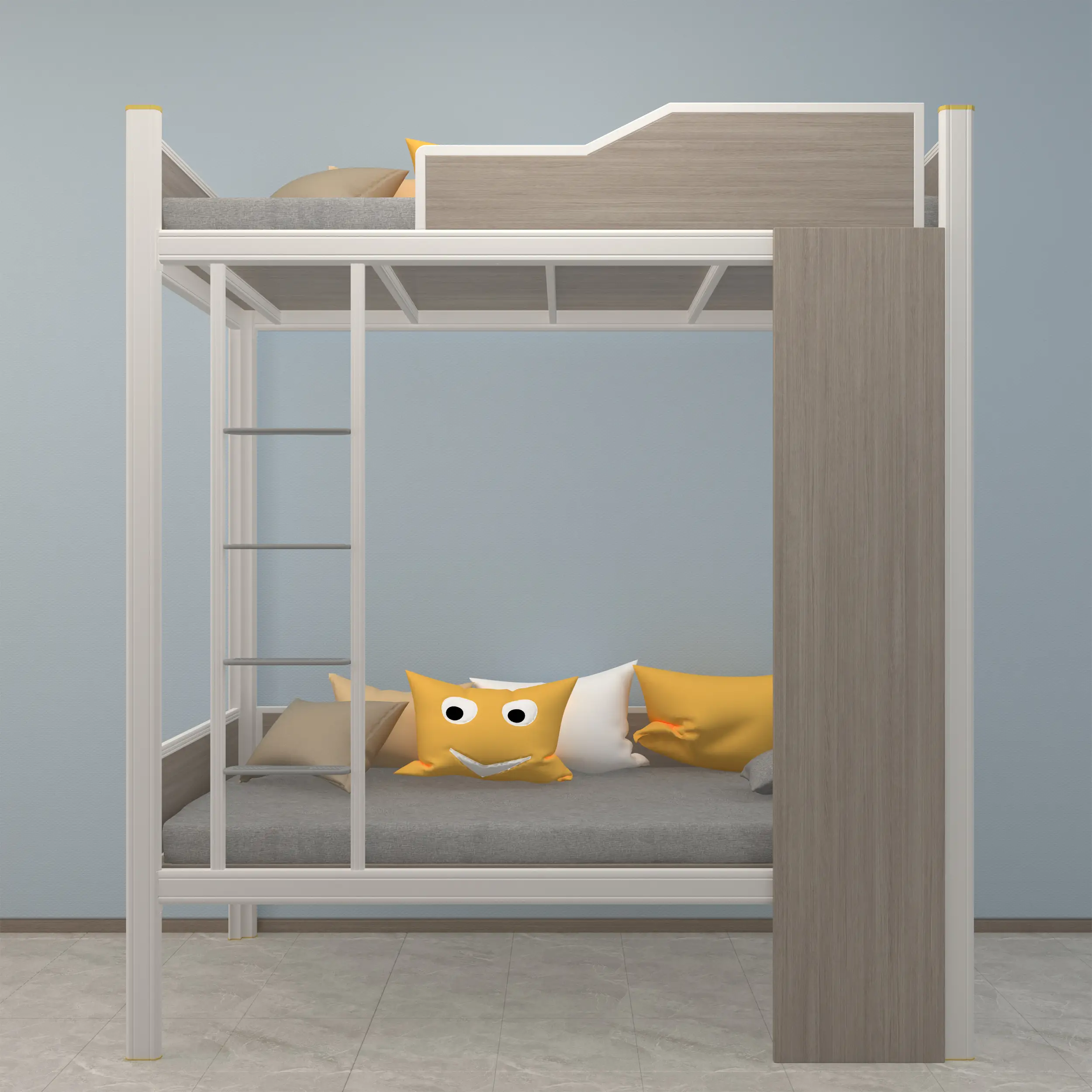 Heavy-Duty Steel Bunk Bed with Safety Guardrail & Closure Panels 1