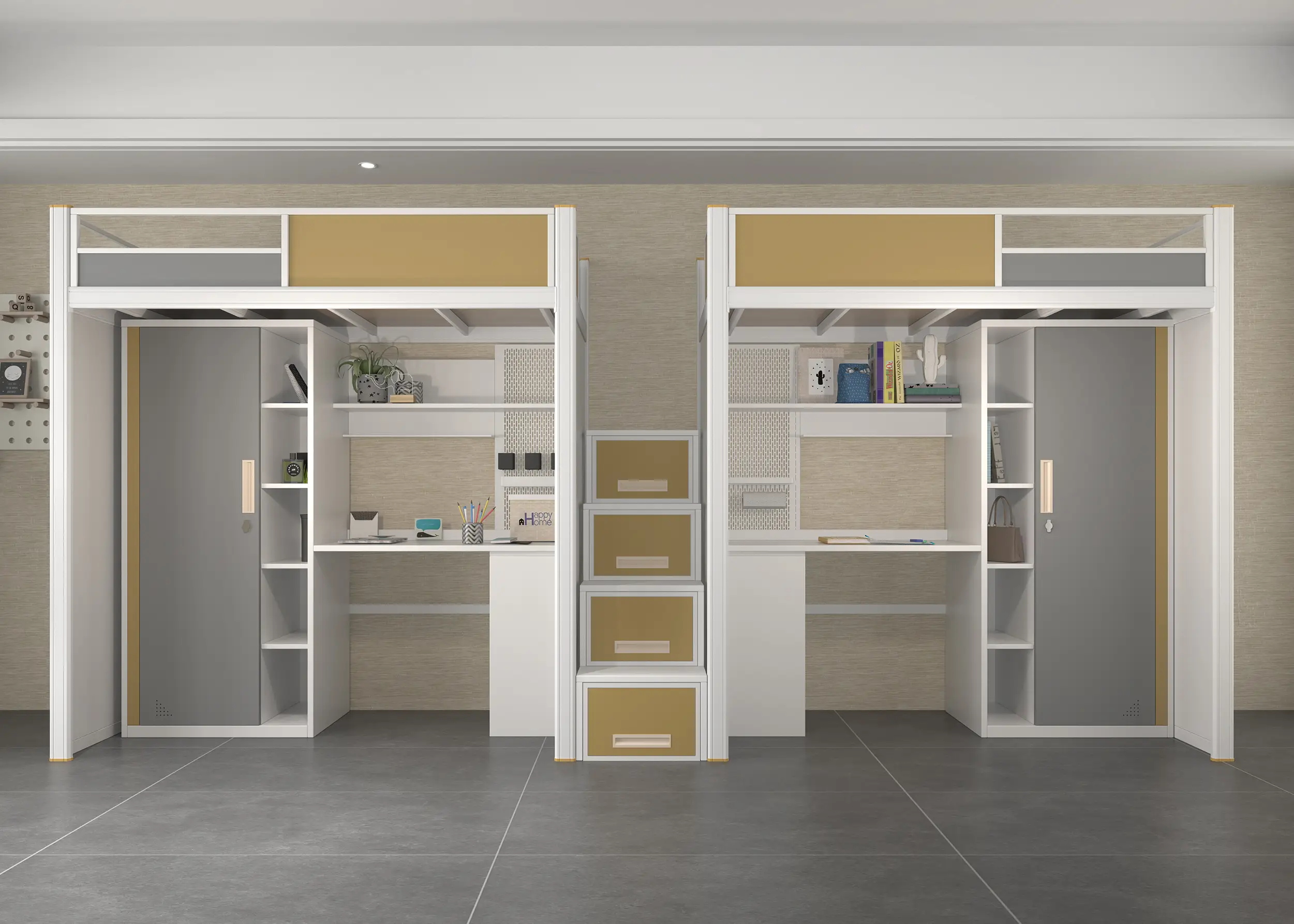 Modern Minimalist Apartment Furniture Set (Bed With Desk Underneath) 1