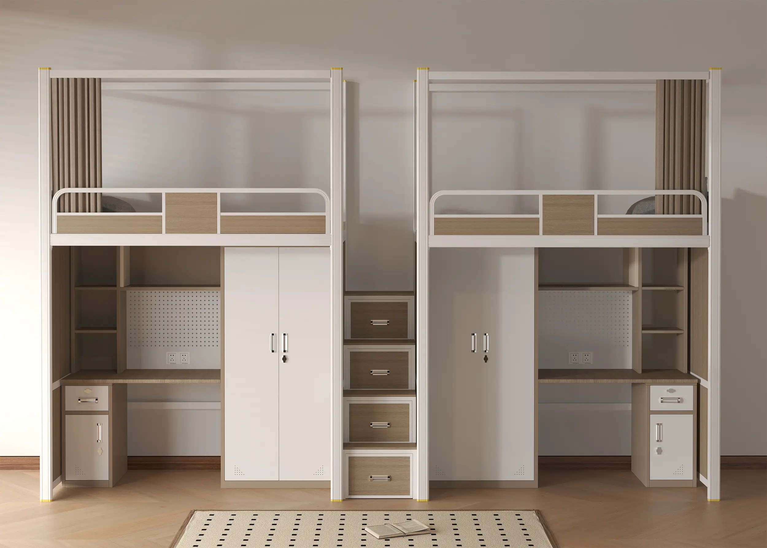 All-in-One Loft Bed with Desk & Storage | Space-Saving Dorm Bed with Wardrobe 1