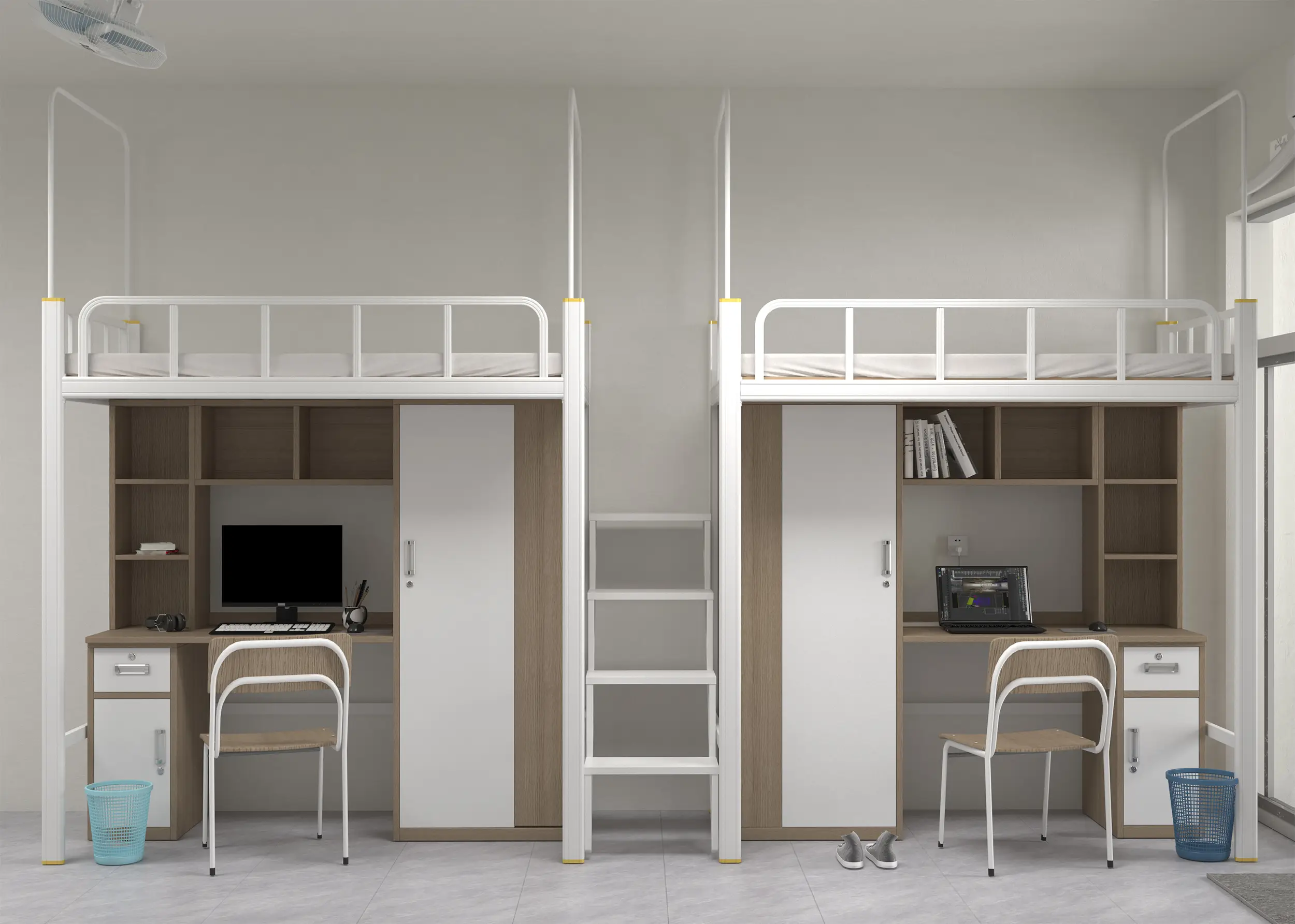 Multi-Functional Loft Bed with Desk & Storage | Dormitory Bed with Built-in Step Ladder 1