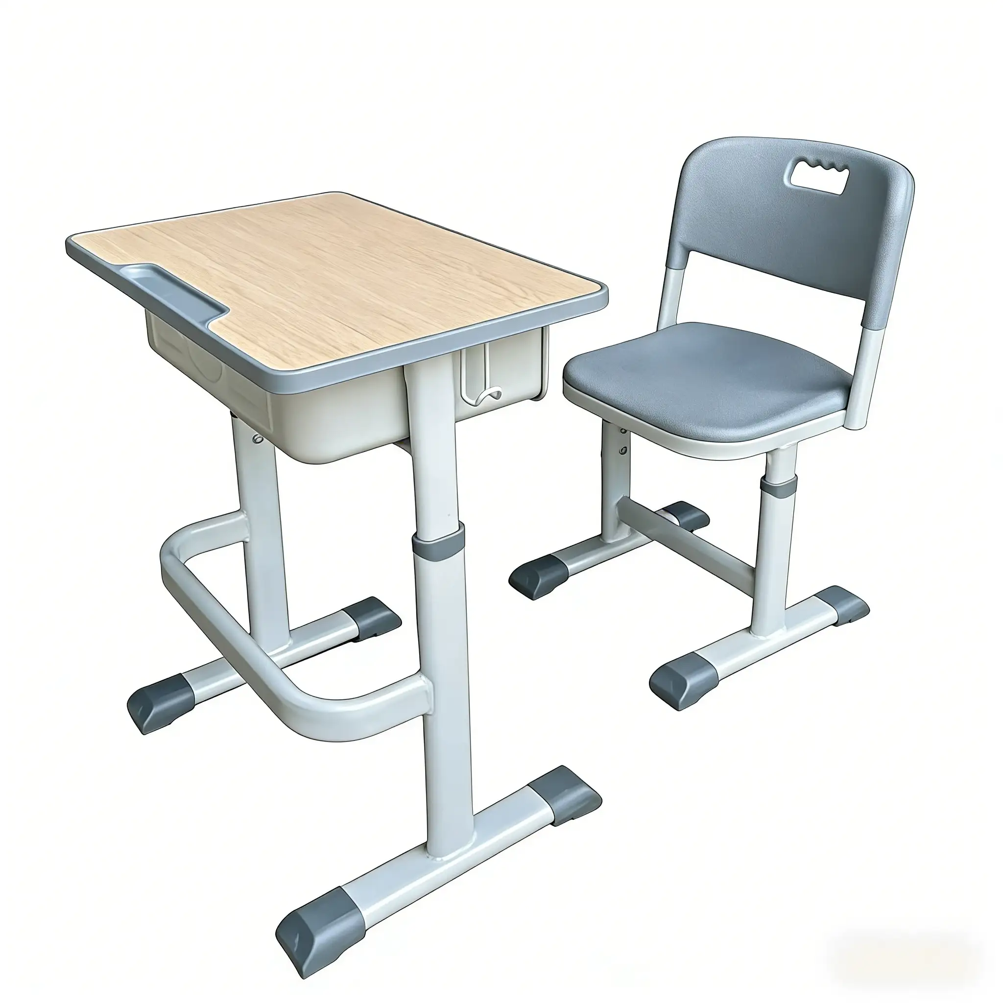 Wholesale School Desk And Chair Set, Adjustable Height Student Desk With Metal Frame For Classroom Furniture 1