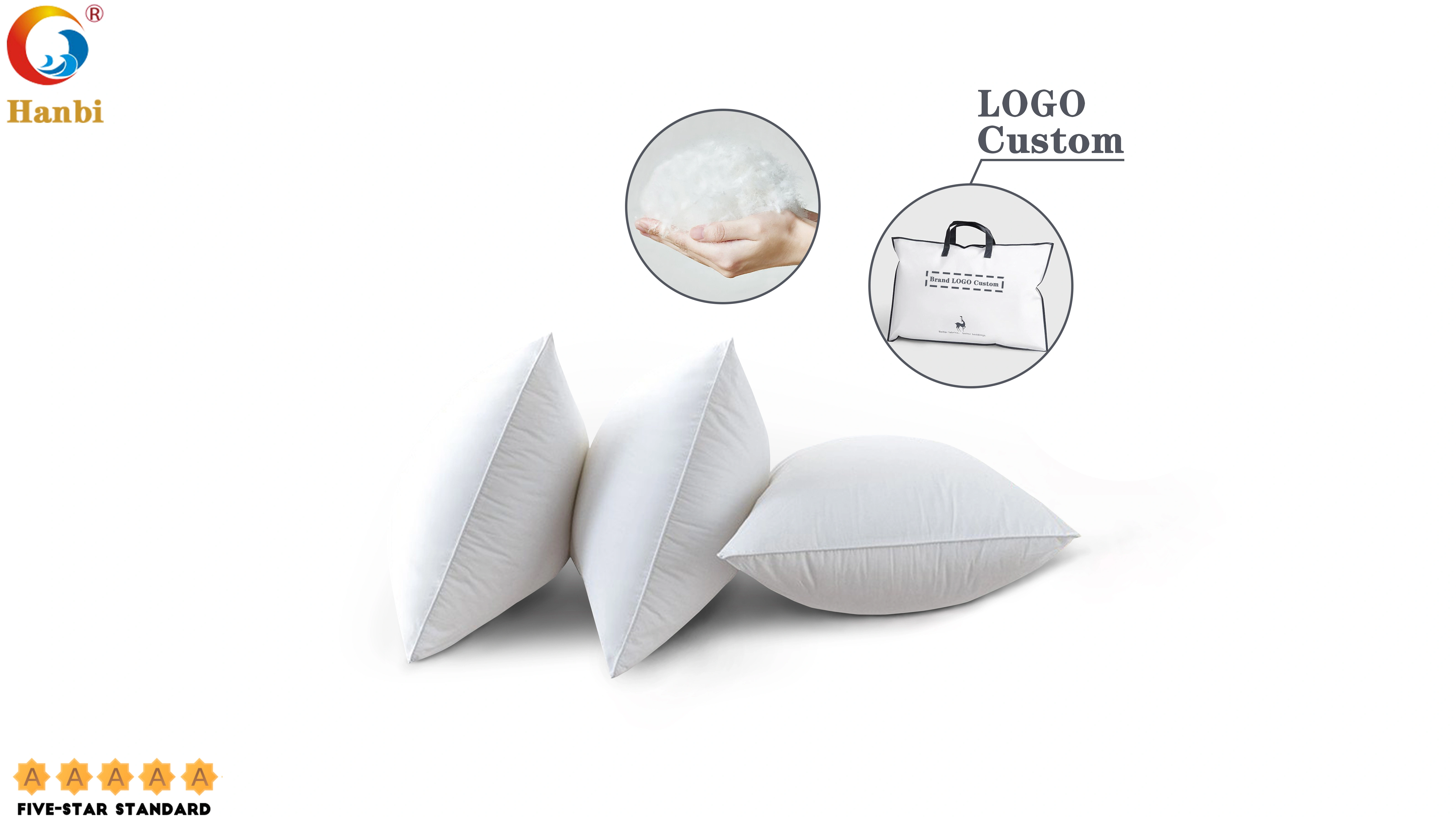 Hotel Pillow With Pure Cotton Goose Down Filling For Marriott _Hanbi 1