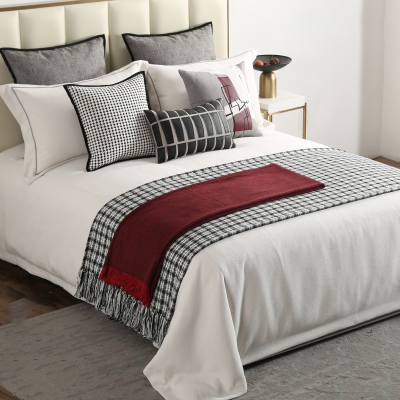 Hanbi Light Luxury Hotel Pure Cotton Bed Runner Manufacturers Wholesale 10