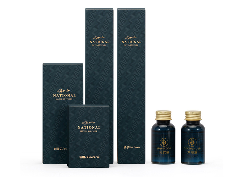 Hanbi Hot Stamping Embossed Hotel Guest Room Toiletries Set Factory Wholesale 8