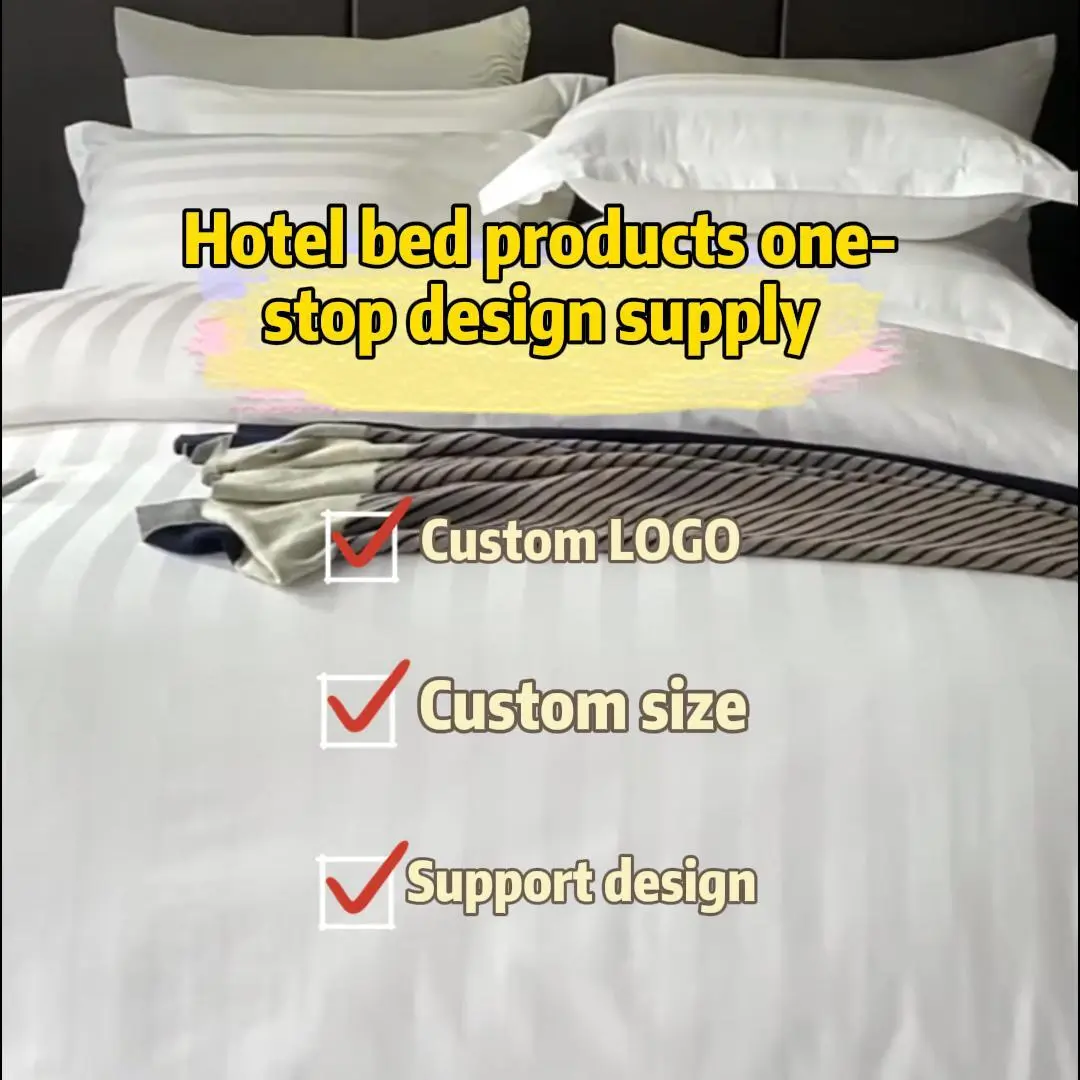 Satin Strip Hotel bed four-piece set comfortable and breathable is the hotel's first choice！ 1