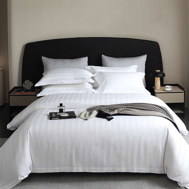 Satin Strip Hotel bed four-piece set comfortable and breathable is the hotel's first choice！ 5