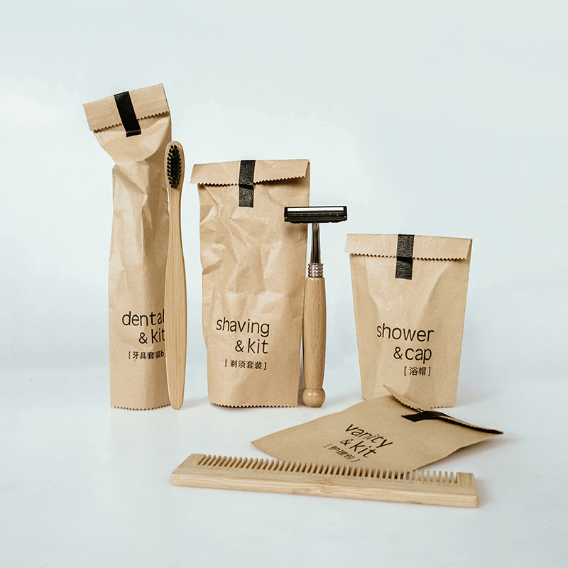 Kraft Paper Hotel Bamboo Disposable Toothbrush Wood Shaver Wholesale Factory 6