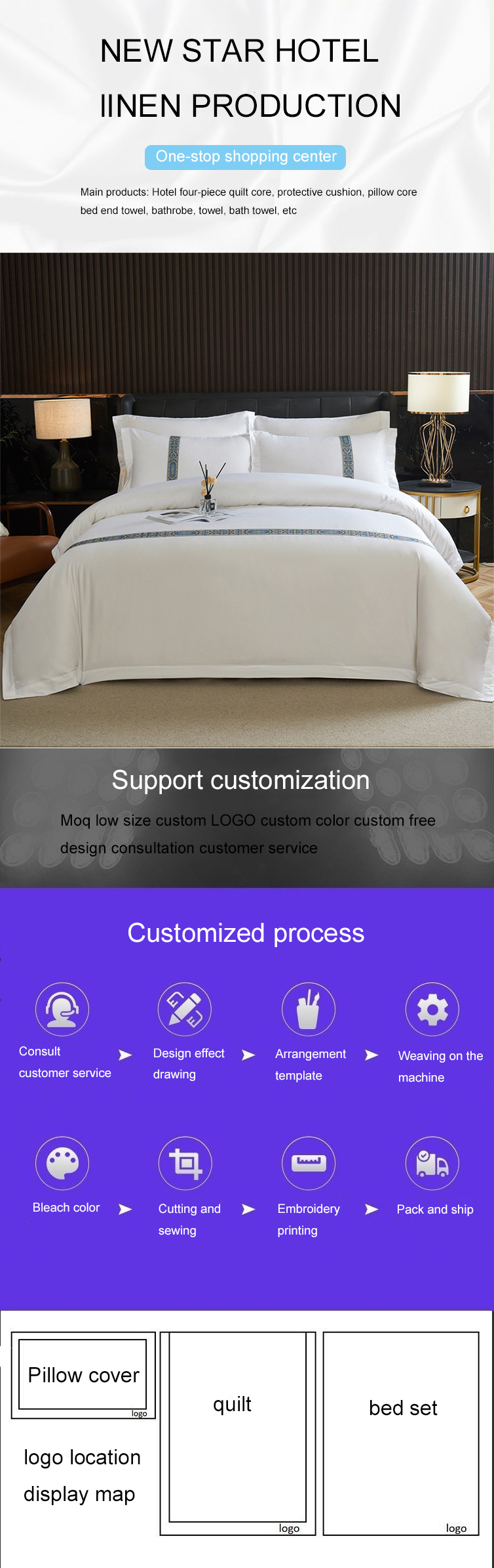 Embroidery Hotel Resort luxury cotton 4-piece bedding set 5