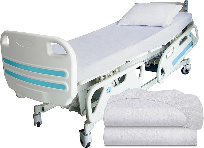 White Classic Fitted Hospital Bed Sheets Set, Soft Jersey Knitted Pure Cotton Quality 11