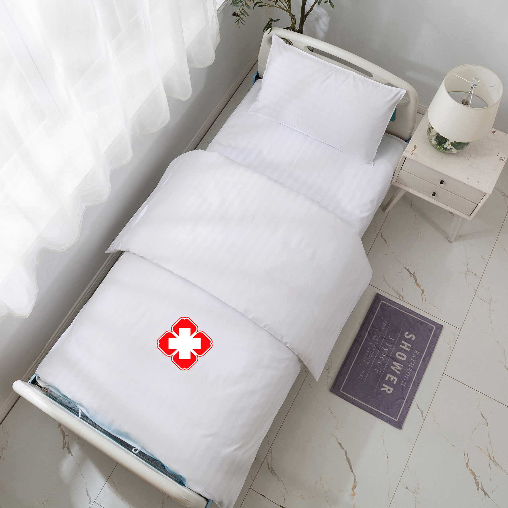 Hospital bed sheet set three-piece white bed product hanbi source factory Manufacturer 8