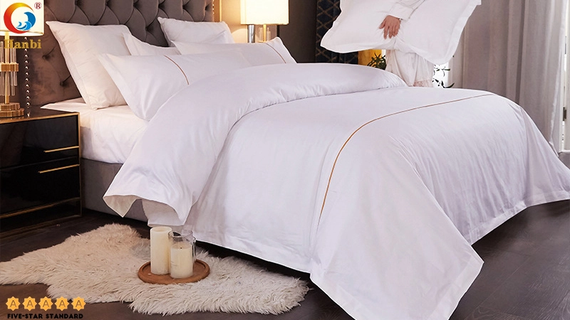 Hanbi Hotel Four-piece Set With60S Inlaid Gold Bar Satin For Manufacturers Custom Wholesale 1