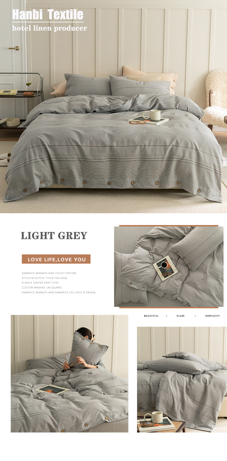 B&B Hotel Cotton Bedding Sets Customized Wholesale -Hanbi Textile 15