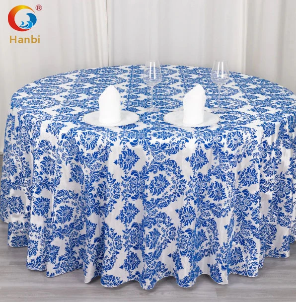 Royal blue waterproof brocade tablecloth, available for custom and wholesale 1