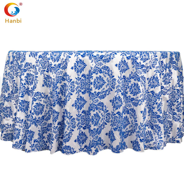 Royal blue waterproof brocade tablecloth, available for custom and wholesale 8