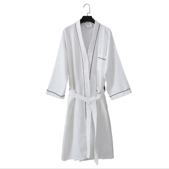 Luxury hotel and spa unisex waffle terry bathrobe Yellow edge-Hanbi textile 5