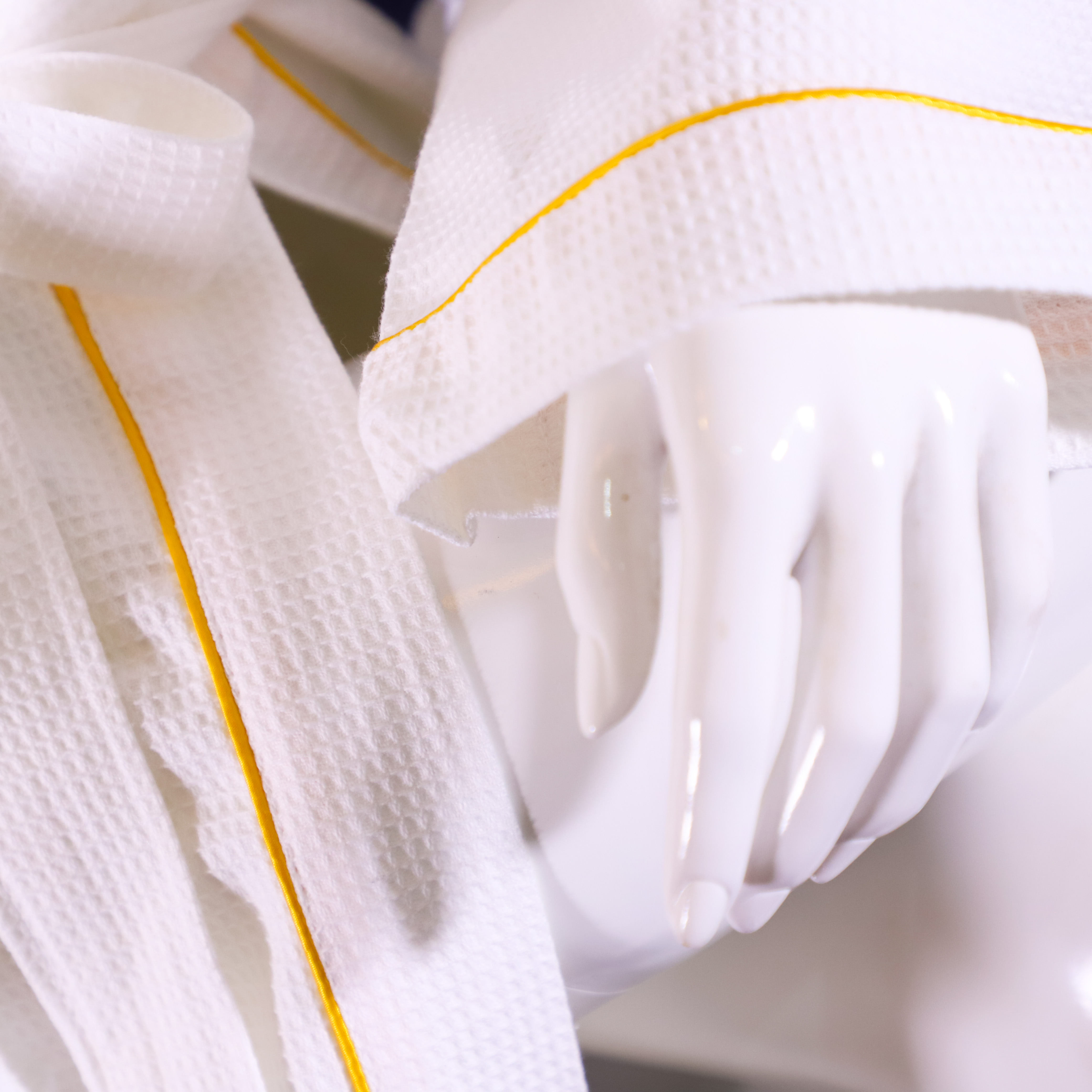 Luxury hotel and spa unisex waffle terry bathrobe Yellow edge-Hanbi textile 6