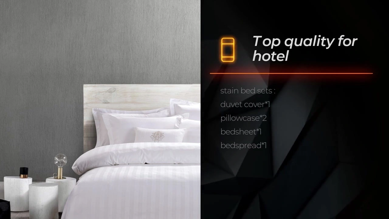Stain stripe 4 pieces hotel bedding set with duvet cover pillowcase and bedsheet 1