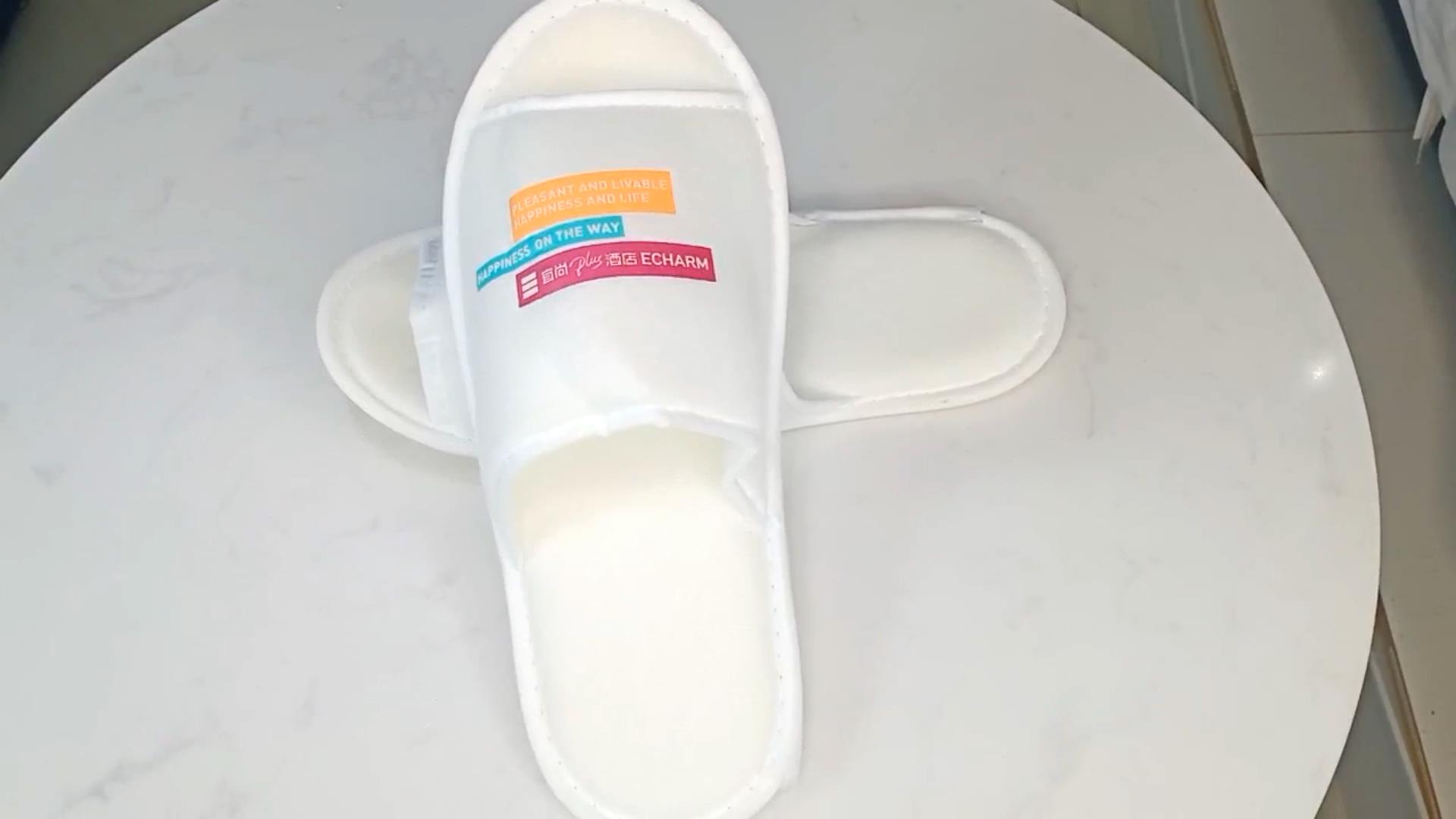 Wholesale open-toed disposable hotel slippers for guest customize your logo 16